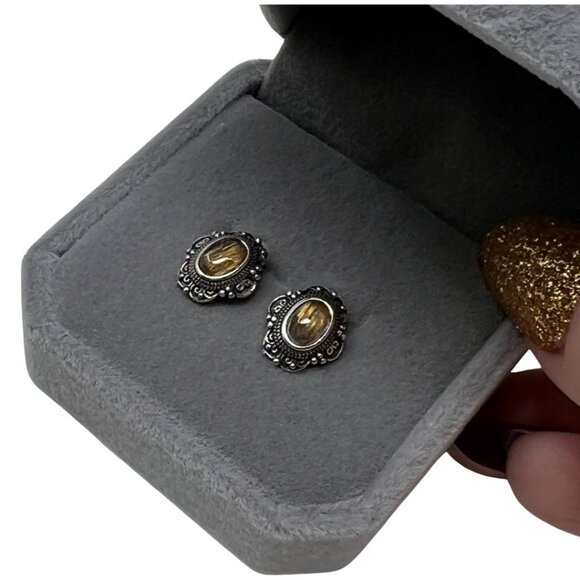 Golden Rutile sterling silver earrings rare gemstone jewelry accessories NEW - Picture 6 of 7